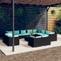 Set Divani da Giardino 13 pz con Cuscini in Polyrattan Nero Set Divani da Giardino 13 pz con Cuscini in Polyrattan Nero