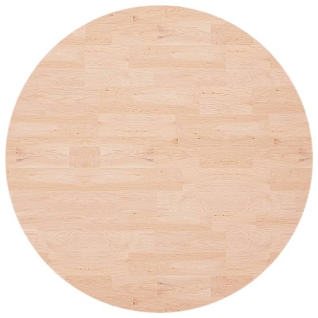 Piano Tavolo Rotondo Ø90x1,5 cm Massello di Rovere Non Trattato