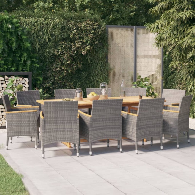Set da Pranzo per Giardino 11 pz con Cuscini Grigio Set da Pranzo per Giardino 11 pz con Cuscini Grigio