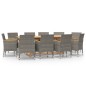 Set da Pranzo per Giardino 11 pz con Cuscini Grigio Set da Pranzo per Giardino 11 pz con Cuscini Grigio