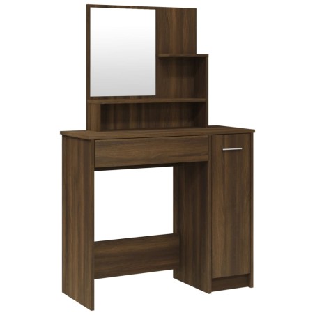 vidaXL Toeletta con Specchio Rovere Marrone 86,5x35x136 cm