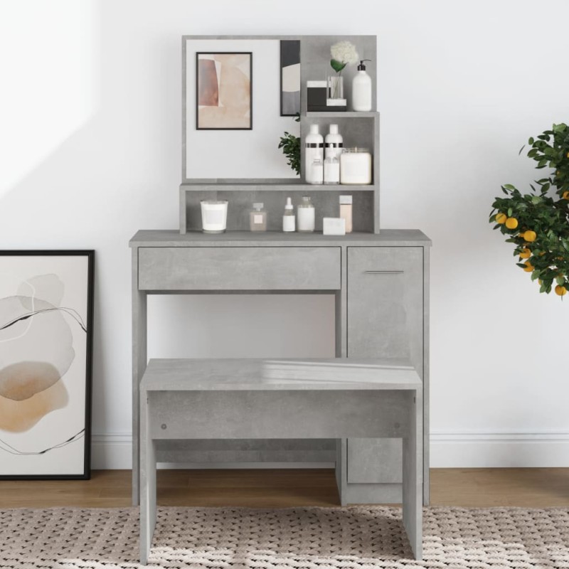 Toeletta con Specchio Grigio Cemento 86,5x35x136 cm Toeletta con Specchio Grigio Cemento 86,5x35x136 cm