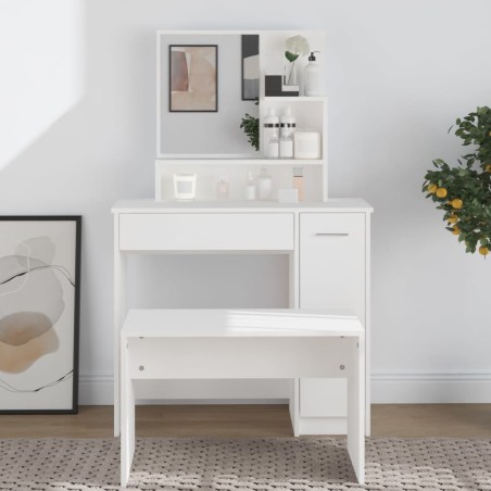 vidaXL Toeletta con Specchio Bianco 86,5x35x136 cm