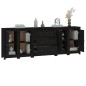 vidaXL Credenza Nera 230x35x80 cm in Legno Massello di Pino vidaXL Credenza Nera 230x35x80 cm in Legno Massello di Pino