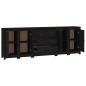 vidaXL Credenza Nera 230x35x80 cm in Legno Massello di Pino vidaXL Credenza Nera 230x35x80 cm in Legno Massello di Pino