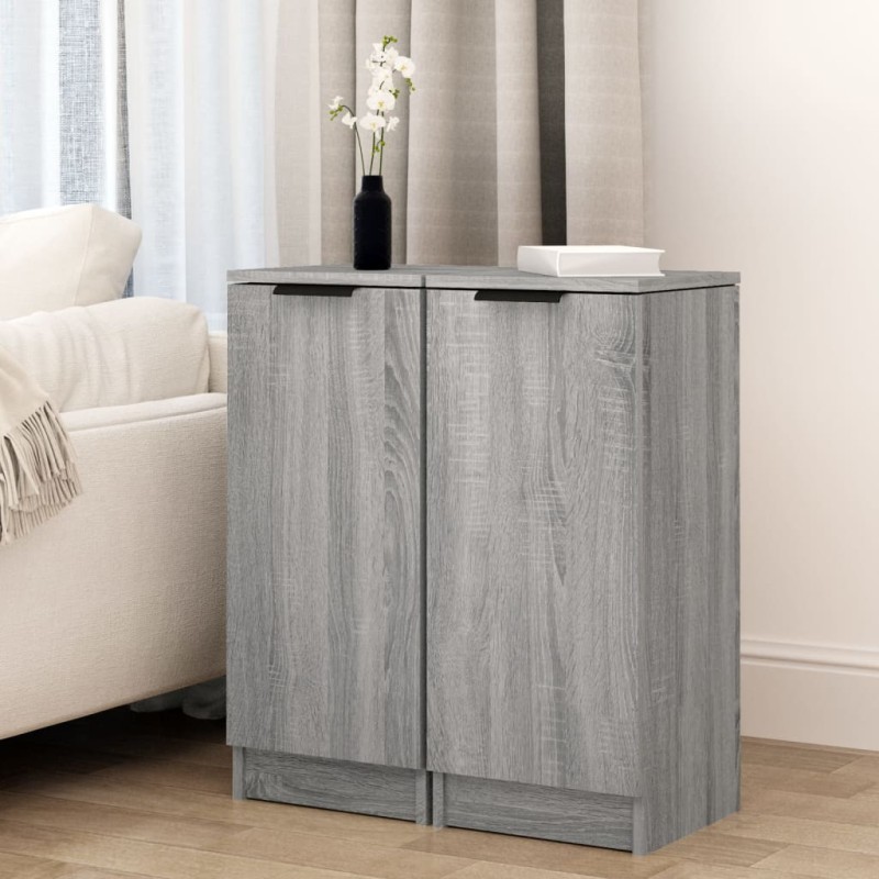 Credenze 2 pz Grigio Sonoma 30x30x70 cm in Legno Multistrato Credenze 2 pz Grigio Sonoma 30x30x70 cm in Legno Multistrato