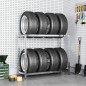 Portapneumatici a 2 Livelli Argento 110x40x110 cm in Acciaio Portapneumatici a 2 Livelli Argento 110x40x110 cm in Acciaio
