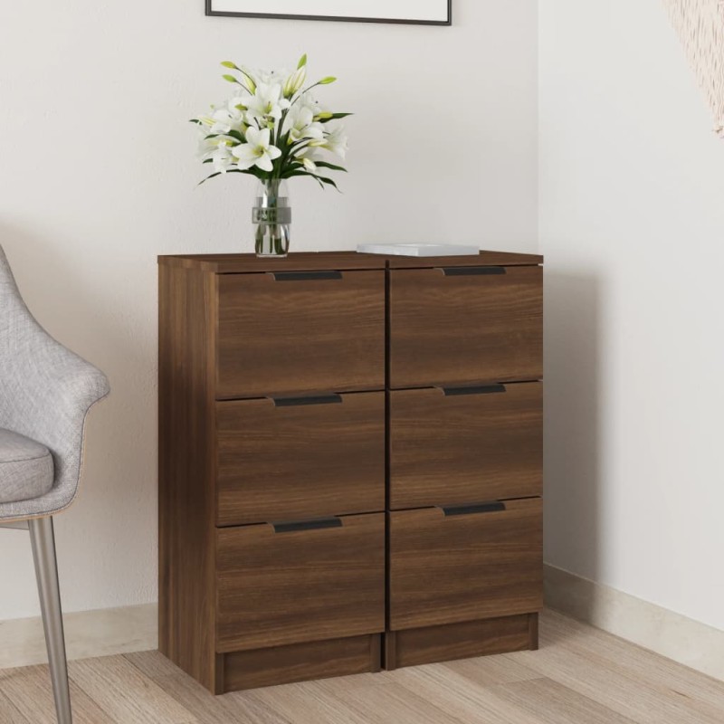 Credenze 2 pz Rovere Marrone 30x30x70 cm in Legno Multistrato Credenze 2 pz Rovere Marrone 30x30x70 cm in Legno Multistrato