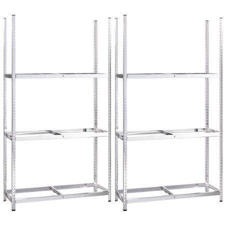 Portapneumatici a 3 Strati 2 pz Argento 110x40x200cm in Acciaio