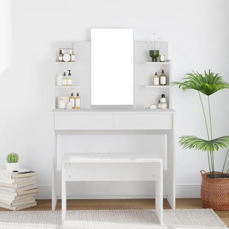 vidaXL Toeletta con Specchio Bianco 96x40x142 cm