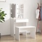 Set Tavolo da Toeletta Bianco con LED in Legno Multistrato Set Tavolo da Toeletta Bianco con LED in Legno Multistrato