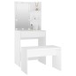 Set Tavolo da Toeletta Bianco con LED in Legno Multistrato Set Tavolo da Toeletta Bianco con LED in Legno Multistrato