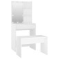 Set Tavolo da Toeletta Bianco con LED in Legno Multistrato Set Tavolo da Toeletta Bianco con LED in Legno Multistrato