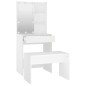 Set Tavolo da Toeletta Bianco con LED in Legno Multistrato Set Tavolo da Toeletta Bianco con LED in Legno Multistrato