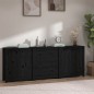 Credenza Nera 210x35x80 cm in Legno Massello di Pino Credenza Nera 210x35x80 cm in Legno Massello di Pino