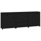 Credenza Nera 210x35x80 cm in Legno Massello di Pino Credenza Nera 210x35x80 cm in Legno Massello di Pino