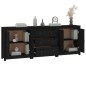 Credenza Nera 210x35x80 cm in Legno Massello di Pino Credenza Nera 210x35x80 cm in Legno Massello di Pino