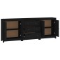 Credenza Nera 210x35x80 cm in Legno Massello di Pino Credenza Nera 210x35x80 cm in Legno Massello di Pino
