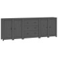 Credenza Grigia 230x35x80 cm in Legno Massello di Pino