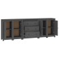 Credenza Grigia 230x35x80 cm in Legno Massello di Pino