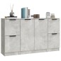 Credenze 3 pz Grigio Cemento in Legno Multistrato Credenze 3 pz Grigio Cemento in Legno Multistrato