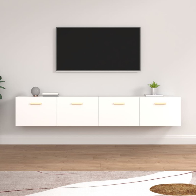 Mobili Parete 2pz Bianco 100x36,5x35 cm in Legno Multistrato Mobili Parete 2pz Bianco 100x36,5x35 cm in Legno Multistrato