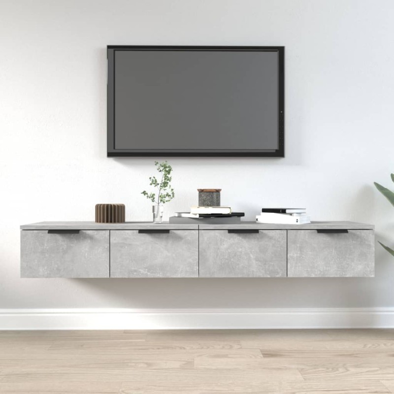 Mobili Pensili 2 pz Grigio Cemento 68x30x20cm Legno Multistrato Mobili Pensili 2 pz Grigio Cemento 68x30x20cm Legno Multistrato