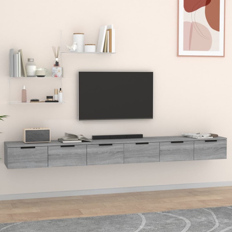 Mobili a Muro 2 pz Grigio Sonoma 102x30x20 cm Legno Multistrato Mobili a Muro 2 pz Grigio Sonoma 102x30x20 cm Legno Multistrato