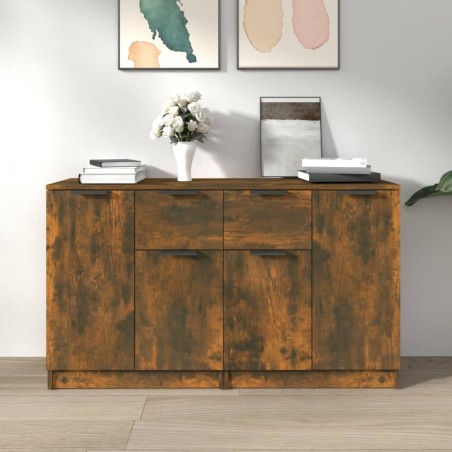 Credenze 2 pz Rovere Fumo 60x30x70 cm in Legno Multistrato