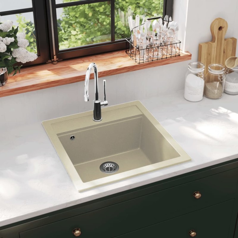 Lavello da Cucina in Granito Vasca Singola Beige Lavello da Cucina in Granito Vasca Singola Beige