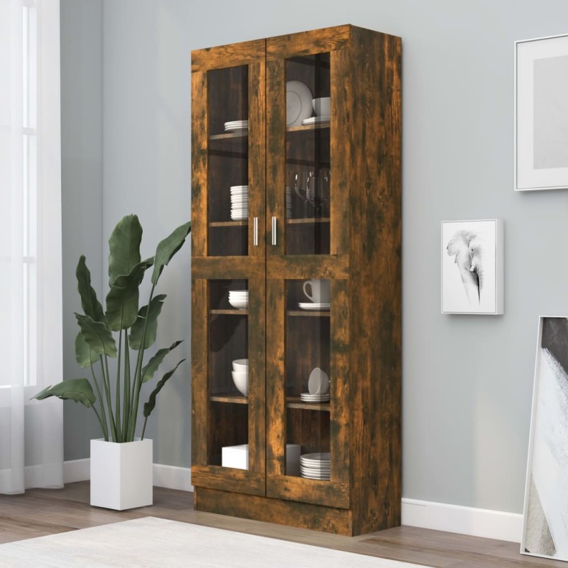 vidaXL Mobile Vetrina Rovere Fumo 82,5x30,5x185,5 cm Legno Multistrato