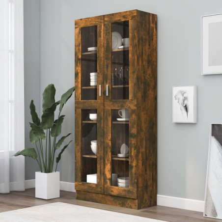 vidaXL Mobile Vetrina Rovere Fumo 82,5x30,5x185,5 cm Legno Multistrato