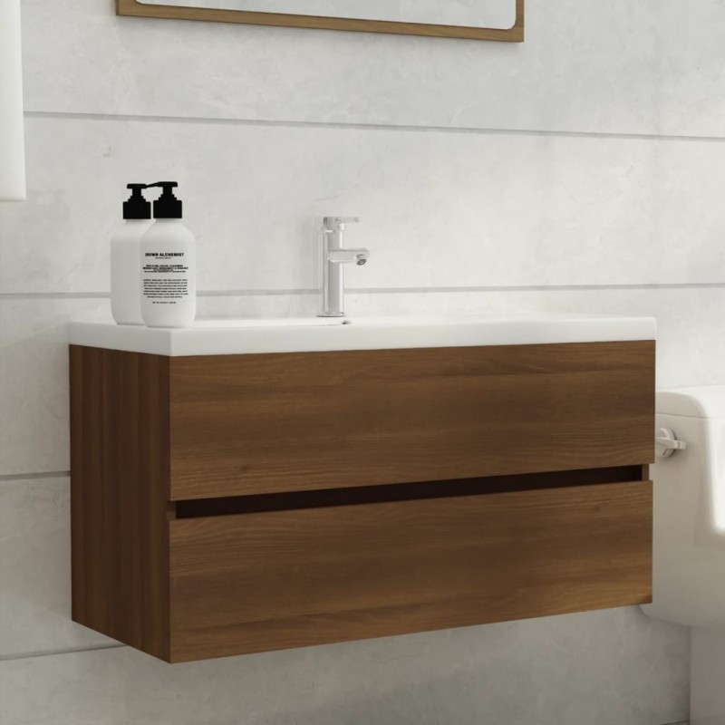 Mobile Lavabo Rovere Marrone 90x38,5x45 cm Legno Multistrato Mobile Lavabo Rovere Marrone 90x38,5x45 cm Legno Multistrato