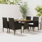 Set da Pranzo per Esterni 5 pz in Polyrattan Nero Set da Pranzo per Esterni 5 pz in Polyrattan Nero