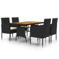 Set da Pranzo per Esterni 5 pz in Polyrattan Nero Set da Pranzo per Esterni 5 pz in Polyrattan Nero