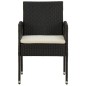 Set da Pranzo per Esterni 5 pz in Polyrattan Nero Set da Pranzo per Esterni 5 pz in Polyrattan Nero