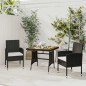 Set da Pranzo per Giardino 3 pz in Polyrattan Nero Set da Pranzo per Giardino 3 pz in Polyrattan Nero