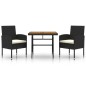 Set da Pranzo per Giardino 3 pz in Polyrattan Nero Set da Pranzo per Giardino 3 pz in Polyrattan Nero