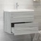 Mobile Bagno e Lavabo Integrato Grigio Sonoma Legno Multistrato Mobile Bagno e Lavabo Integrato Grigio Sonoma Legno Multistrato