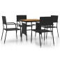 Set da Pranzo per Giardino 5 pz in Polyrattan Nero Set da Pranzo per Giardino 5 pz in Polyrattan Nero