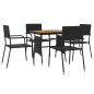 Set da Pranzo per Giardino 5 pz in Polyrattan Nero Set da Pranzo per Giardino 5 pz in Polyrattan Nero