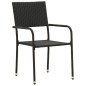 Set da Pranzo per Giardino 5 pz in Polyrattan Nero Set da Pranzo per Giardino 5 pz in Polyrattan Nero