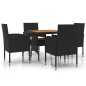 Set da Pranzo per Giardino 5 pz in Polyrattan Nero Set da Pranzo per Giardino 5 pz in Polyrattan Nero