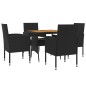 Set da Pranzo per Giardino 5 pz in Polyrattan Nero Set da Pranzo per Giardino 5 pz in Polyrattan Nero