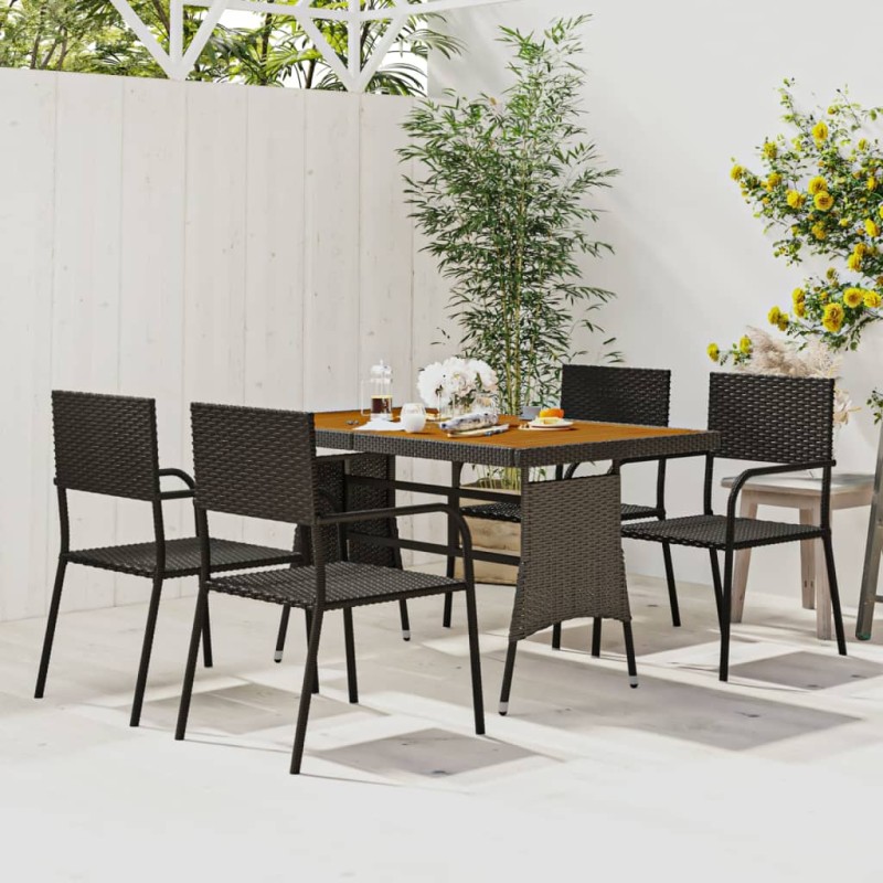 vidaXL Set da Pranzo per Esterni 5 pz in Polyrattan Nero vidaXL Set da Pranzo per Esterni 5 pz in Polyrattan Nero