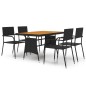 vidaXL Set da Pranzo per Esterni 5 pz in Polyrattan Nero vidaXL Set da Pranzo per Esterni 5 pz in Polyrattan Nero