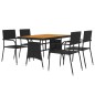 vidaXL Set da Pranzo per Esterni 5 pz in Polyrattan Nero vidaXL Set da Pranzo per Esterni 5 pz in Polyrattan Nero