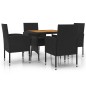 Set da Pranzo per Giardino 5 pz in Polyrattan Nero Set da Pranzo per Giardino 5 pz in Polyrattan Nero