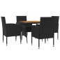 Set da Pranzo per Giardino 5 pz in Polyrattan Nero Set da Pranzo per Giardino 5 pz in Polyrattan Nero