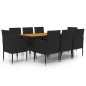 vidaXL Set da Pranzo per Esterni 9 pz in Polyrattan Nero vidaXL Set da Pranzo per Esterni 9 pz in Polyrattan Nero